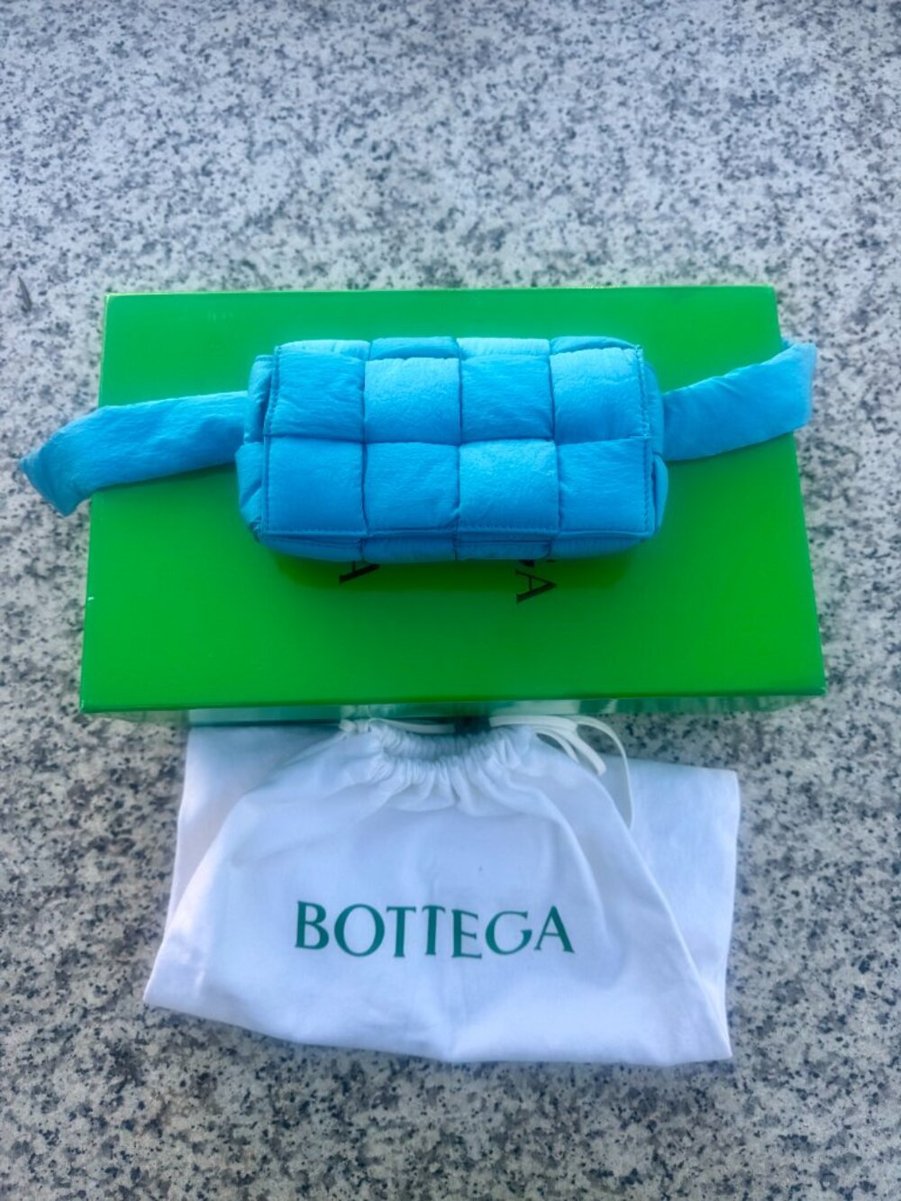 Bottega Veneta Padded Intrecciato Nylon Cassette Bag in Pool Blue - Picture 4 of 14